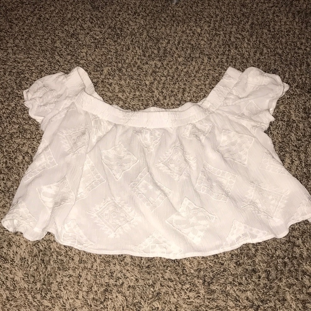 Off the shoulder white shirt!